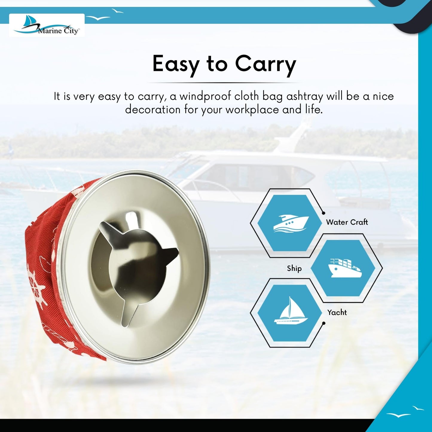 MARINE CITY Round Windproof Bean Bag – 304 Stainless Steel, Red, Lightweight Marine City