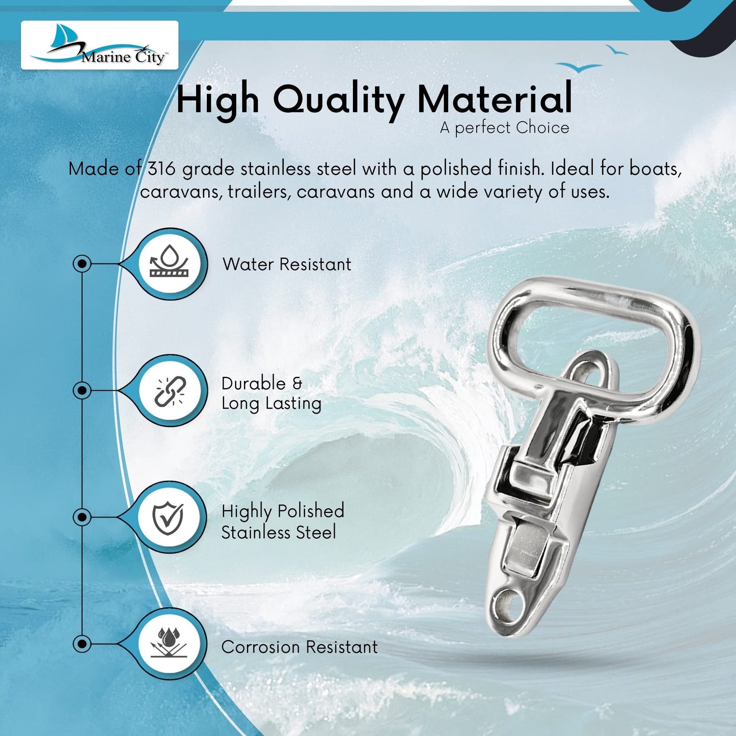MARINE CITY Folding Grab Step – Stainless Steel, Heavy-Duty, Corrosion-Resistant Marine City Hardware