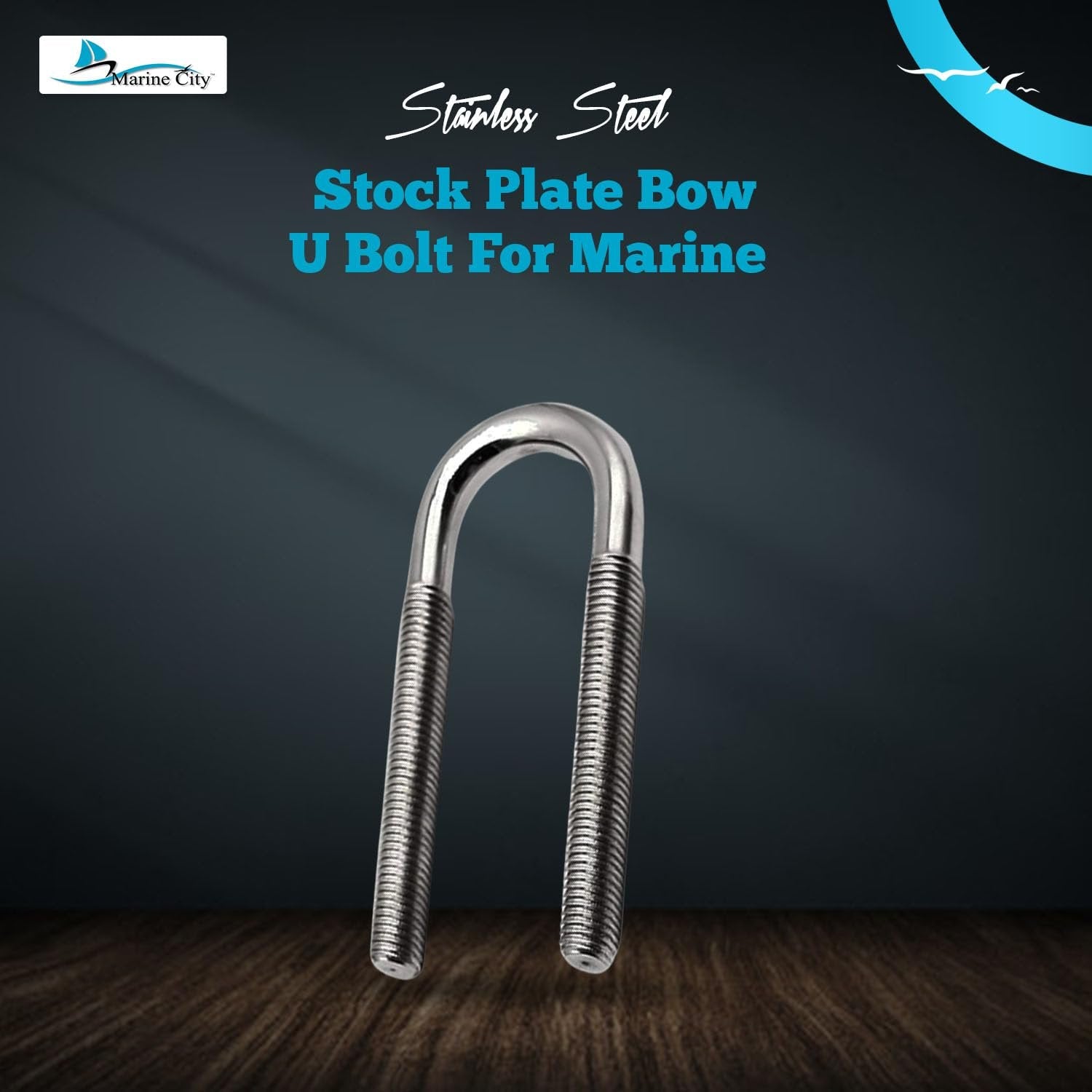 Marine City Bow Eye Tie-Down U-Bolt – 1/2” 304 Stainless Steel, 5-1/4” Length Marine City Hardware