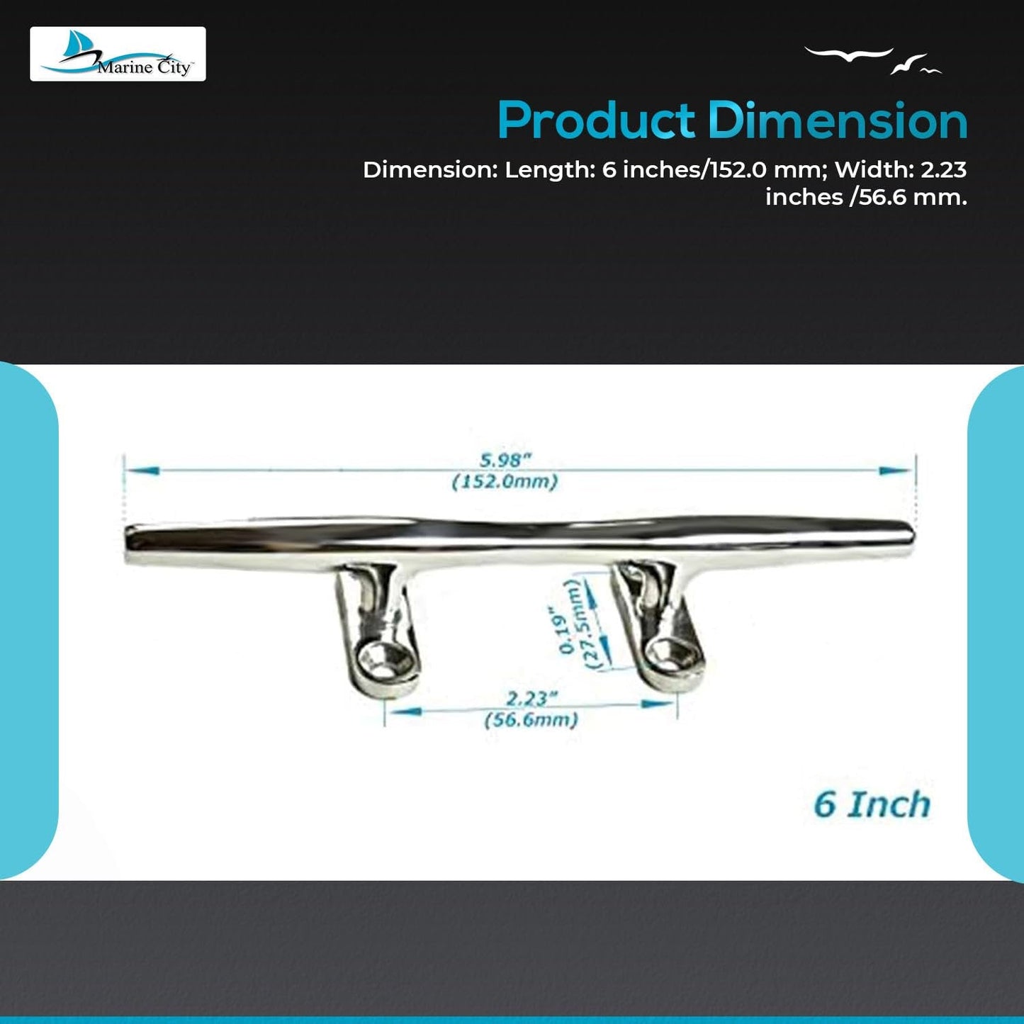 Marine City Deck Mooring Rope Tie Cleat Herreshoff Style Stainless Steel (2 Pcs) Marine City