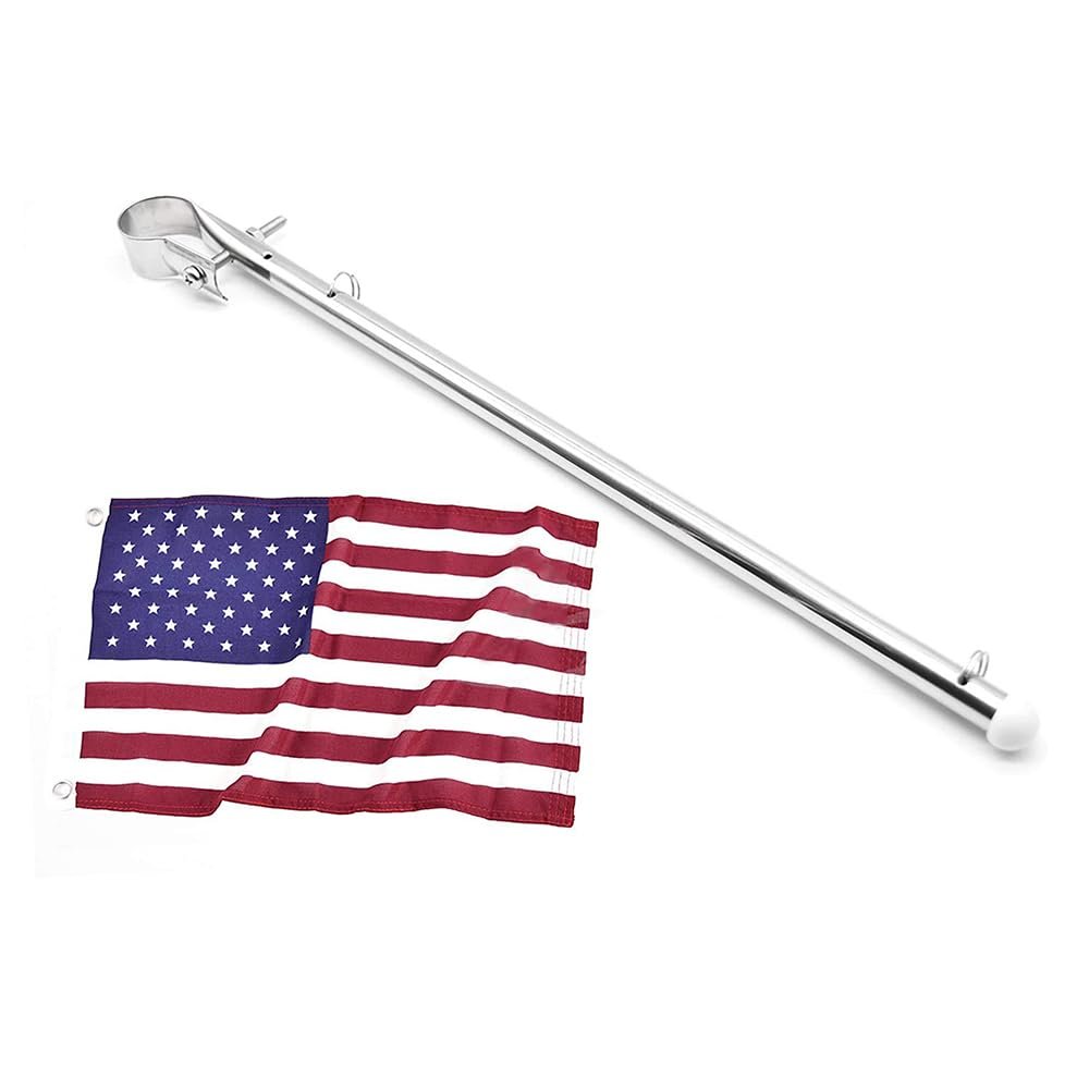Marine City Flagpole with 12"x18" USA Flag – Stainless Steel, Strong & Sturdy Marine City Hardware