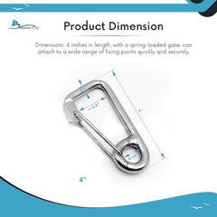 Marine City 316 Stainless Steel Carabiner Spring Snap Hook Boat (4 inches)