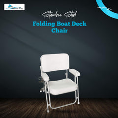 Marine City Silla de playa acolchada y plegable portátil de acero inoxidable para cubierta de barco