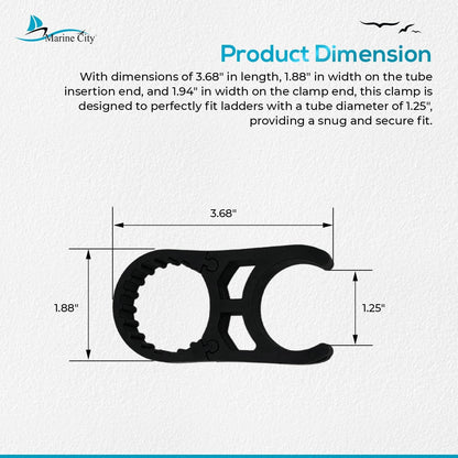MARINE CITY Black Nylon Ladder Clamp for 1" Tubes, Durable, Secure, Easy Installation, Compatible with Boarding & Swim Ladders MARINE CITY