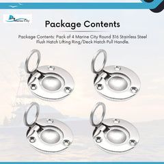 Marine City Anillo de elevación redondo de acero inoxidable 316 para escotilla empotrada/manija para tirar de escotilla de cubierta (1 unidad)