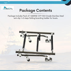 Marine City Foldable 1+2 Step Boarding Ladder – 304 Stainless Steel Boat Ladder