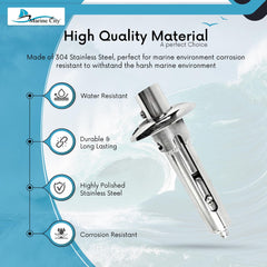 Marine City Enchufe de montaje empotrado con resorte de 90 grados de acero inoxidable para 7/8 pulgadas de diámetro. Polo