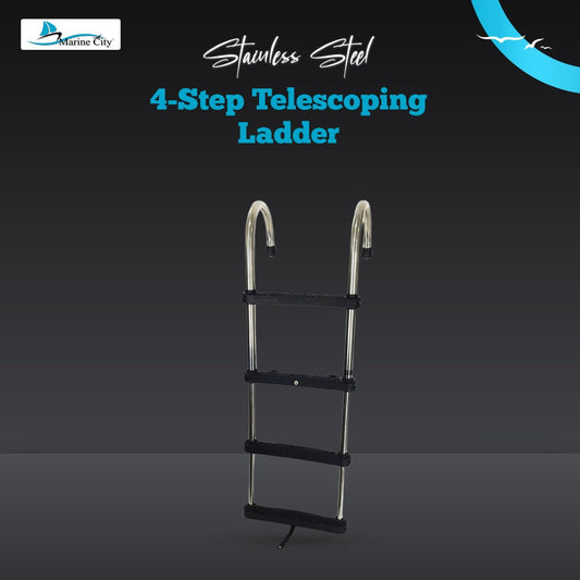Marine City 4-Step Stainless Steel Telescoping Ladder – Removable Gunwale Hook
