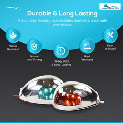 Marine City LED Navigation Side Lights – Stainless Steel, Waterproof & Corrosion