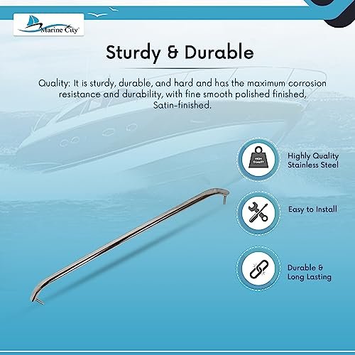 Marine City 30” Stainless Steel Oval Tube Boat Handrail with Flange & Studs MARINE CITY