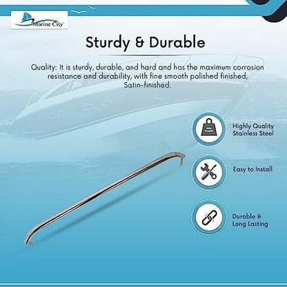 Marine City 30” Stainless Steel Oval Tube Boat Handrail with Flange & Studs MARINE CITY