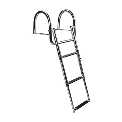 MARINE CITY Escalera telescópica plegable de acero inoxidable, resistente, duradera y resistente, para nadar sobre plataforma, escalera para barco de 3 escalones con cómodos pasamanos