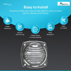 Marine City 304 Stainless Steel Hose Vent, 4” Diameter, Polished Louvered Design