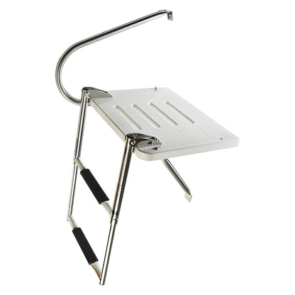 Marine City 304 Stainless Steel 2-Step O/B Swim Platform Telescoping Boat Ladder Marine City