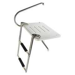 Marine City 304 Stainless Steel 2-Step O/B Swim Platform Telescoping Boat Ladder