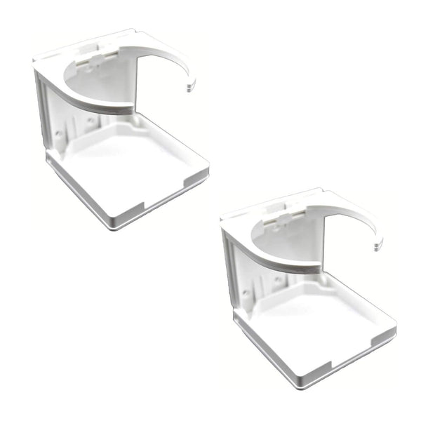 Marine City White Adjustable Folding Cup Holder – ABS Plastic (Pack of 2)