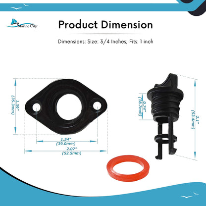 Marine City Black Nylon Drain Plug – 3/4 Inches Durable, Water-Resistant