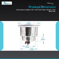 Marine City Stainless Steel 12V Blue LED Ring Cup Holder with Center Drain