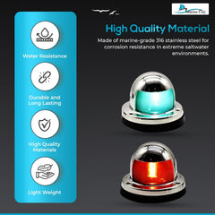 Marine City LED Navigation Lights – 316 Stainless Steel, Red & Green Pair