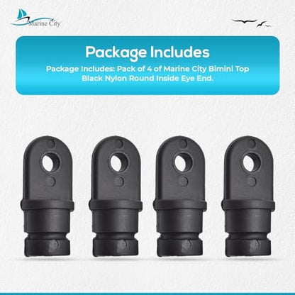 Marine City Black Nylon Bimini Top Eye End Cap – Round Inside Eye (4 Pcs) Marine City Hardware