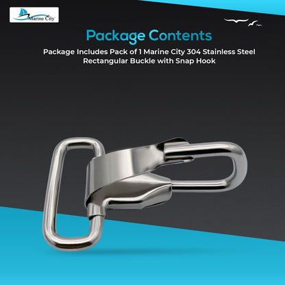 Marine City Stainless Steel Rectangular Buckle with Snap Hook – 2.1” Heavy-Duty MARINE CITY