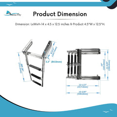 Marine City 3 Step Telescoping Swim Ladder with Rubber Strap 304 Stainless Steel