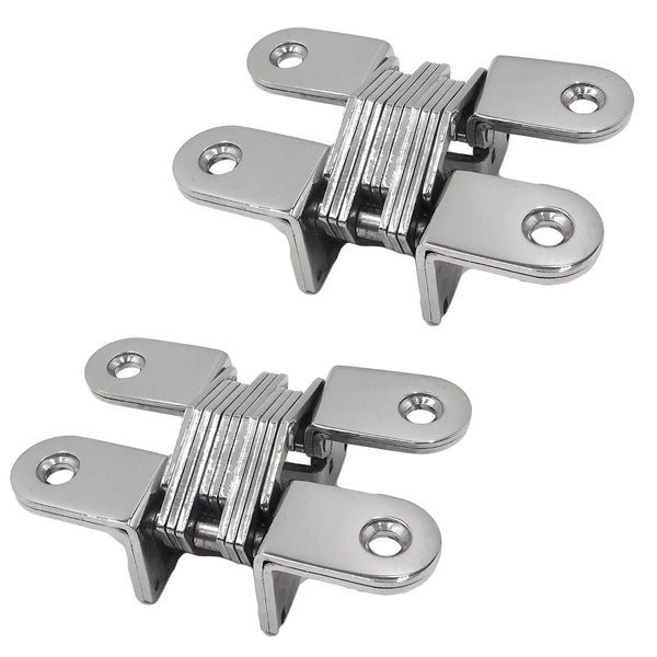 Marine City Boat Bisagras ocultas de acero inoxidable 304, fijación de 4 puntos (2 piezas) grande
