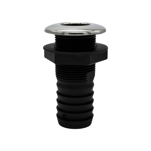 MARINE CITY 2.36" Head Diameter Nylon Thru-Hull/Through Hull with 316 Grade Stainless Steel Trim Cover and Rubber Flapper for 1.5" Hose on Boats, Yachts, Marine Vehicles (Pack of 1)