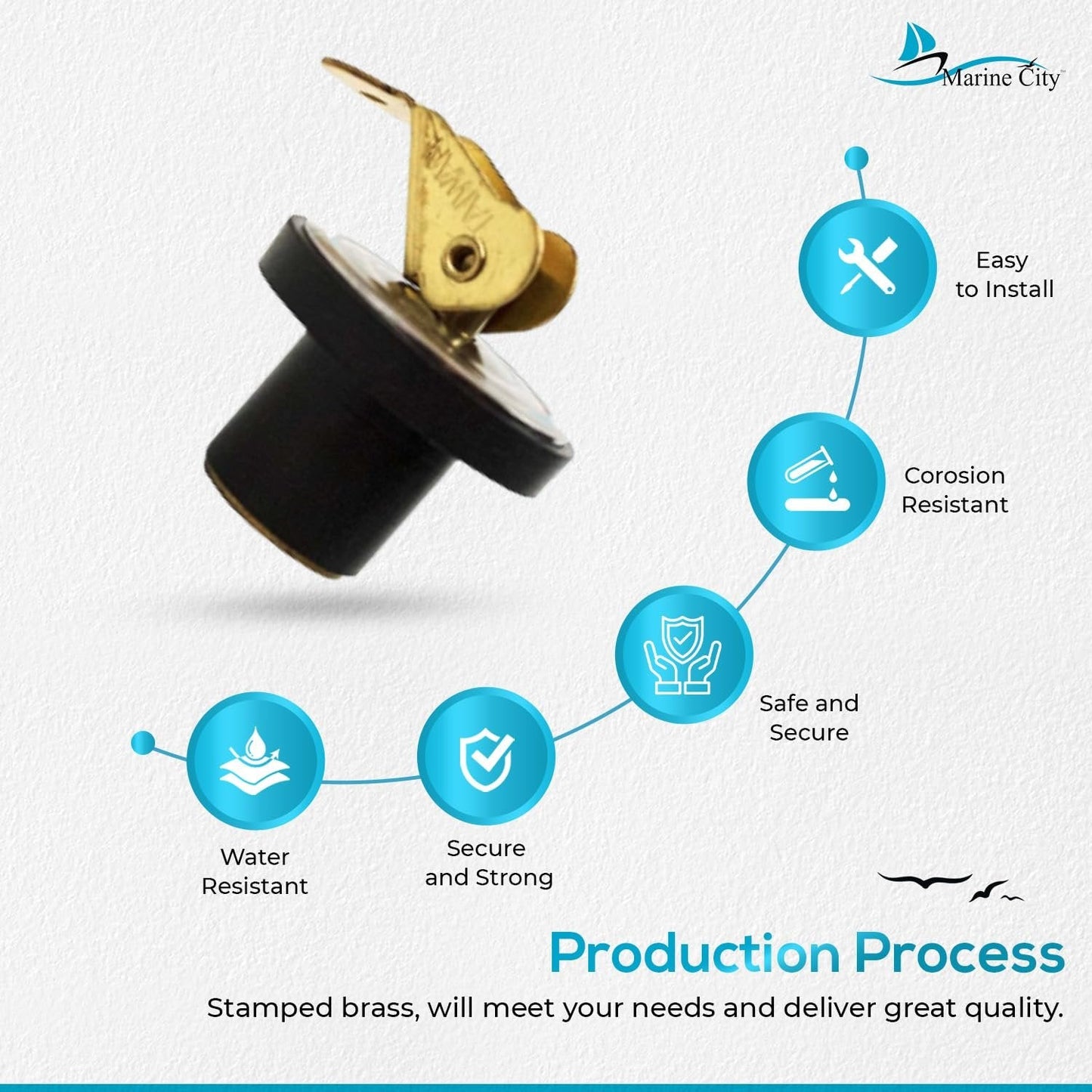 Marine City Brass Snap Lock Baitwell Plugs – 3/4" Drain Plug (Pack of 2) MARINE CITY