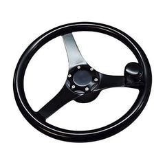Marine City 13.5” Black Anodized Aluminum Sports Steering Wheel with Knob