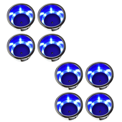 Marine City 8 Blue LED 12V Illuminated Stainless Steel Cup Holder with Drain
