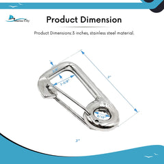 Marine City 316 Marine Grade Stainless Steel Carabiner Spring Snap Hook Boat (3 Inches)