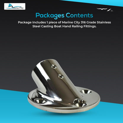 Marine City 316 Stainless Steel Boat Hand Railing Fittings – 1” Round Base Marine City