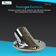 Marine City 316 Stainless Steel Boat Hand Railing Fittings – 1” Round Base