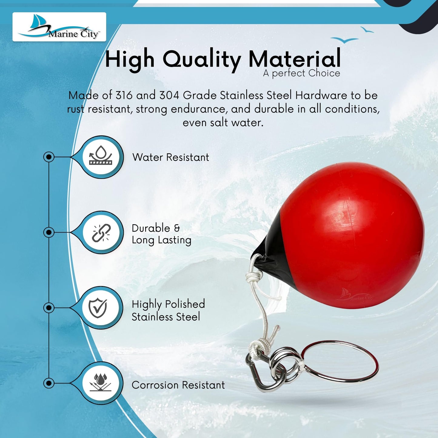 Marine City Buoy Balls – Inflatable Heavy-Duty Marine PVC Marker Buoys (1 Set)