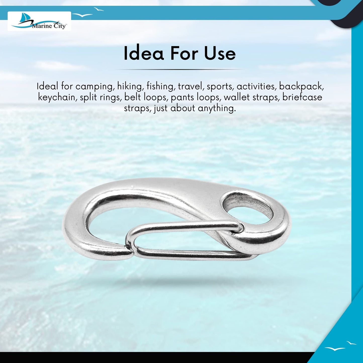 Marine City Egg-Shaped 316 Stainless Steel Spring Snap Hook – 3-1/2" for Keys MARINE CITY