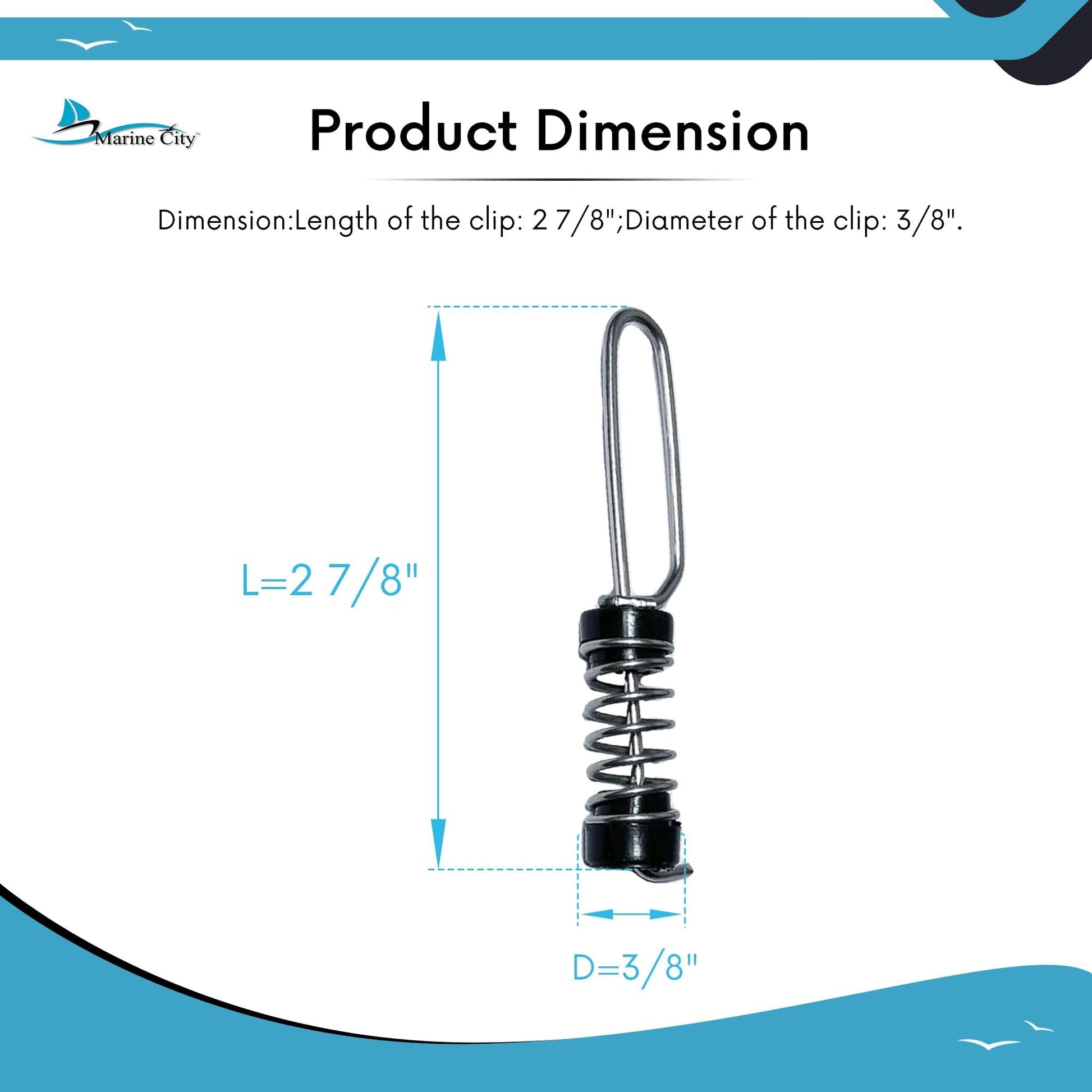 Marine City Deluxe Antenna Flag Clips – 304 Stainless Steel 2-7/8” (Pack of 2) Marine City