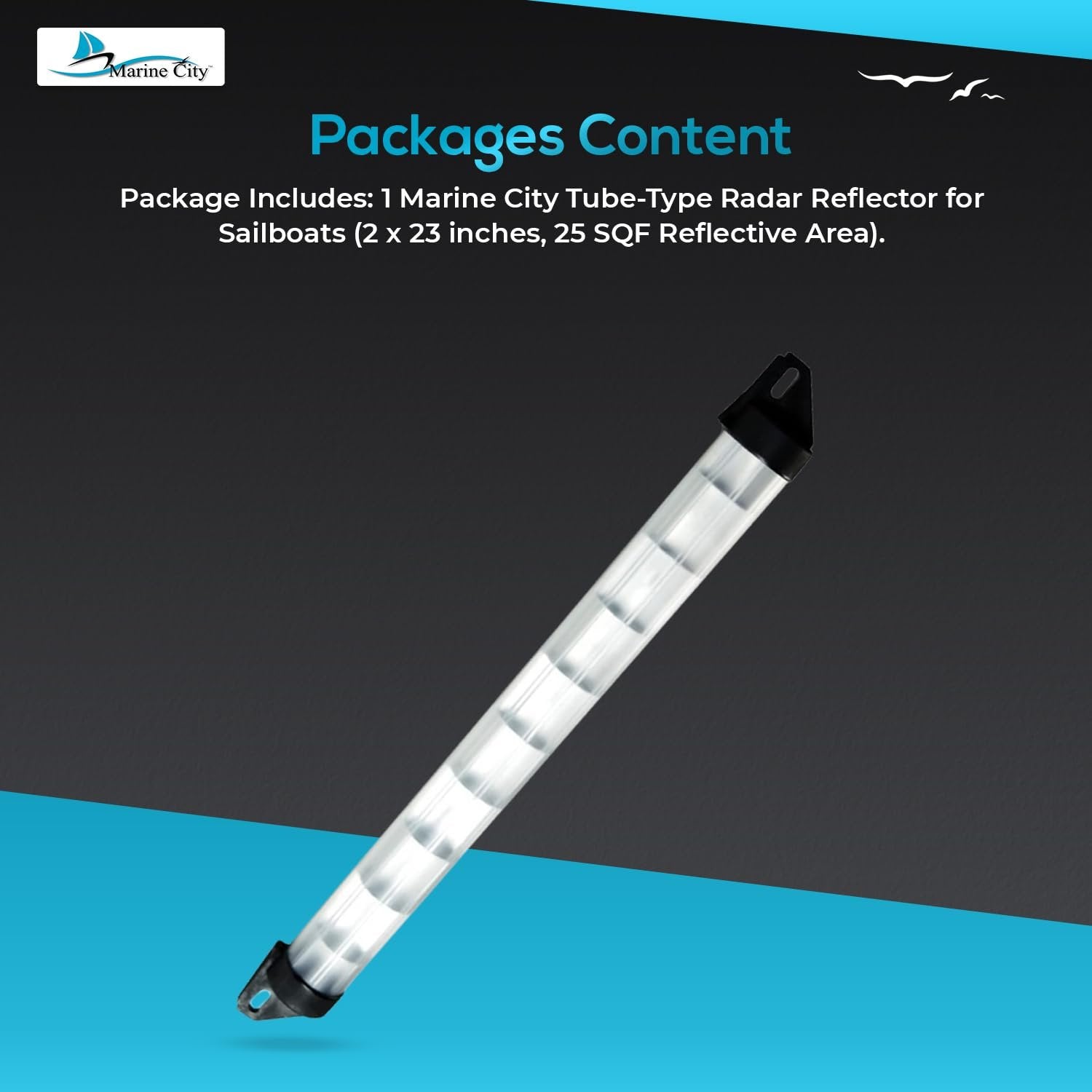 MARINE CITY 23” Aluminum Tube Type Radar Reflector – 25 SQ FT Reflective Area Marine City