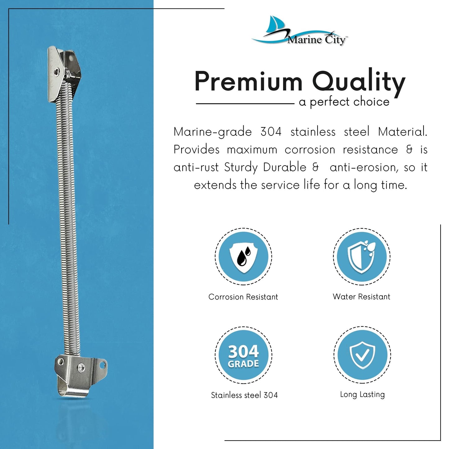 MARINE CITY Hatch Spring Adjuster with U-Bolt & L-Shape Plate – Stainless Steel Marine City
