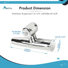 Marine City Adjustable Fishing Rod Holder – 304 Stainless Steel, Clamp-On