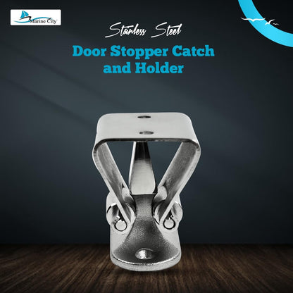 Marine City Stainless Steel Door Stopper Catch & Holder Heavy-Duty 1-1/2” Height Marine City