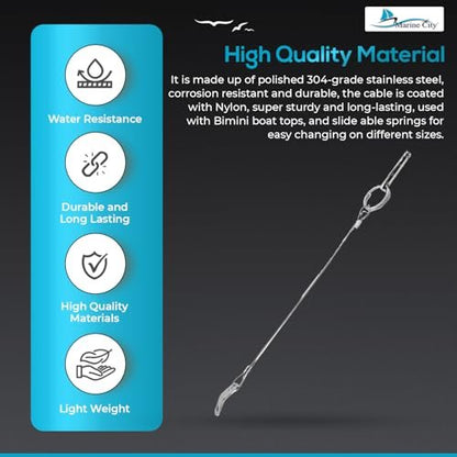Marine City 304 Stainless Steel Bimini Top Quick Release Pin with Cable
