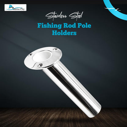 Marine City 316 Stainless Steel Flush-Mount Fishing Rod Holder with Drain