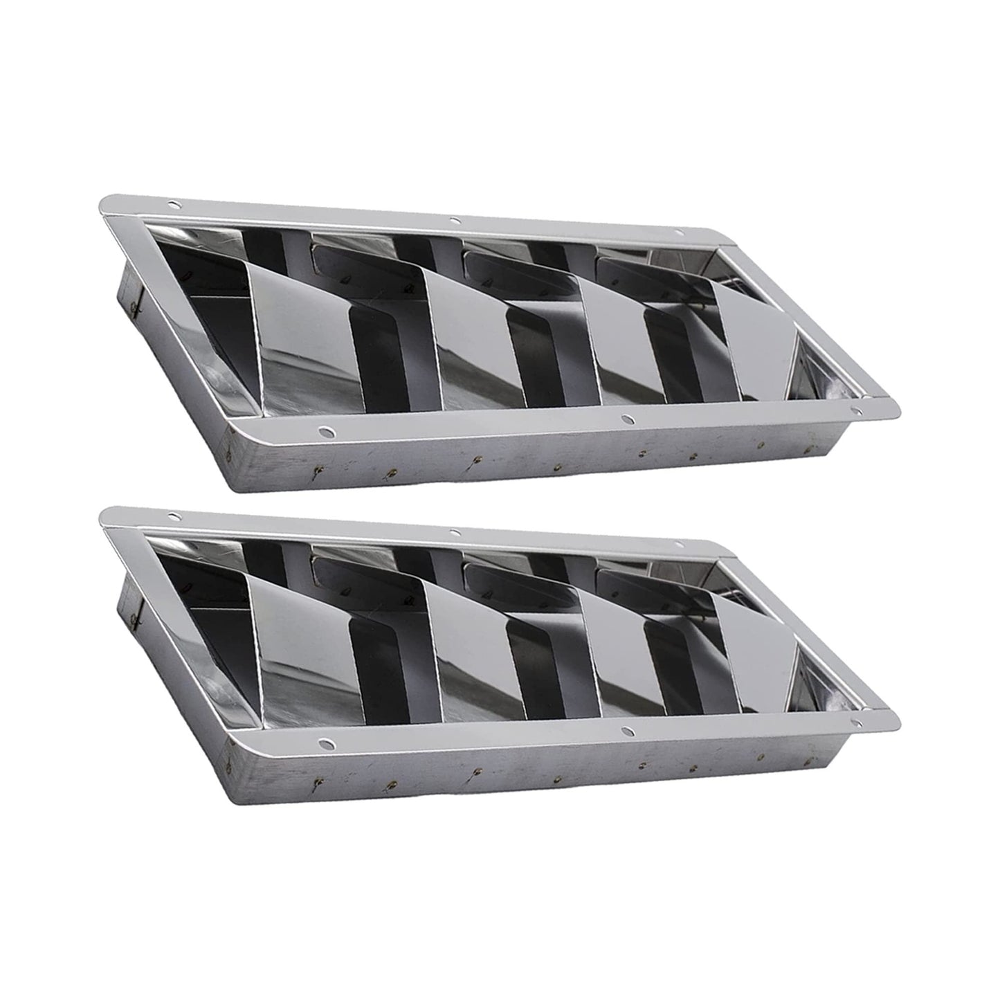 Marine City 4-Slot Louvered Vent – Stainless Steel, 10 × 4-3/8", Mirror Finish