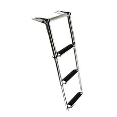 MARINE CITY 3-Step Telescopic Drop Ladder 304 Stainless Steel, Extra-Wide Steps