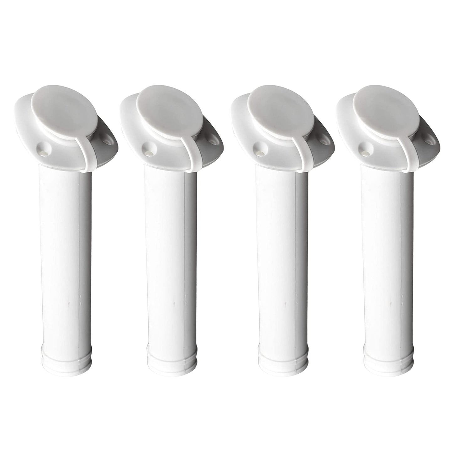 Marine City Soporte de varilla de montaje empotrado de nailon blanco/estabilizado UV con tapa y junta -30 grados (4 piezas)