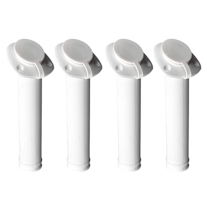 Marine City Soporte de varilla de montaje empotrado de nailon blanco/estabilizado UV con tapa y junta -30 grados (4 piezas)