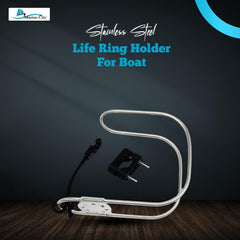 Marine City Stainless Steel Life Ring Holder – Elastic Cord, Fits 7/8”–1” Rails