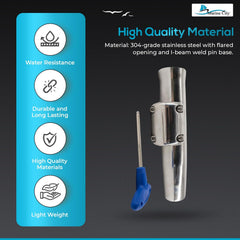 Marine City Adjustable Fishing Rod Holder – 304 Stainless Steel Clamp-On (4 Pcs)