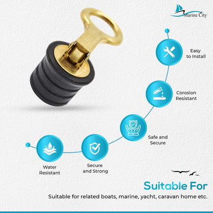 Marine City 1-Inch Brass Snap Handle Drain Plug – Durable, Corrosion-Resistant